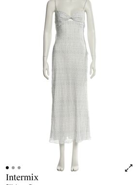 INTERMIX White Textured Spaghetti-Strap Maxi Dress